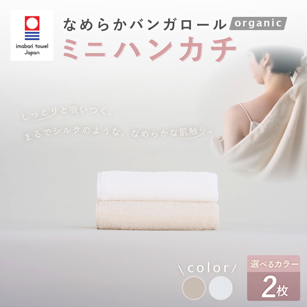 【ふるさと納税】＜選べるカラー＞【今治タオルブランド認定】なめらかバンガロールorganic ミニハンカチ 2枚セット オフホワイト・キナリ 25cm×25cm 綿100% コットン タージマハールオーガニック ハンドタオル ハンカチーフ 吸水 小物 雑貨 大阪府 阪南市 送料無料 サムネイル2