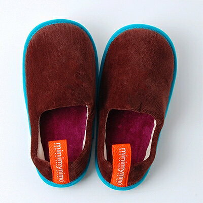 minim y nimo　ルームシューズ　ベロア　キッズ#11(ブラウン)1足【1084878】