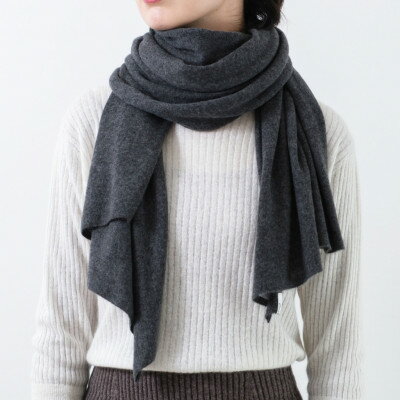 日本製 BABY CASHMERE STOLE(150cm×60cm)　チャコールグレー【1132758】