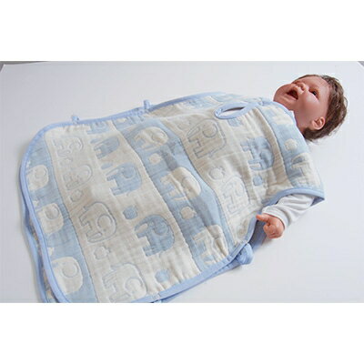 【ふるさと納税】ぞうさんの五重ガーゼスリーパー(ブルー)【1051177】 サムネイル3