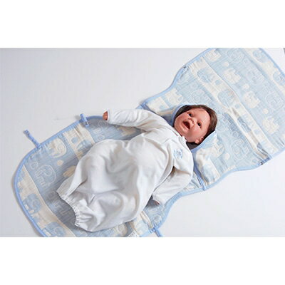 【ふるさと納税】ぞうさんの五重ガーゼスリーパー(ブルー)【1051177】 サムネイル2