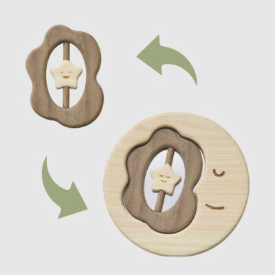 【ふるさと納税】ひのきのおもちゃIKONIH(アイコニー)の知育玩具　はじめてミラーラトル【1450428】 サムネイル3