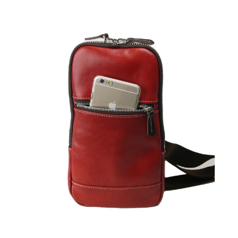 【ふるさと納税】豊岡製牛革ボディバッグ チョコ / グリーン / レッド　【 ファッション カバン ファッション小物 普段使い お出かけ 上質な牛革 薄マチ シンプル 革製品 革小物 】 サムネイル3