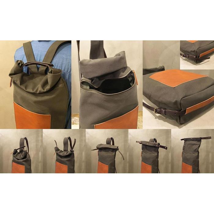 【ふるさと納税】【alto.】シュリンクレザーコンビのロールトップリュック　AMSB-5003（グリーン） | かばん ファッション 人気 おすすめ 送料無料 サムネイル3