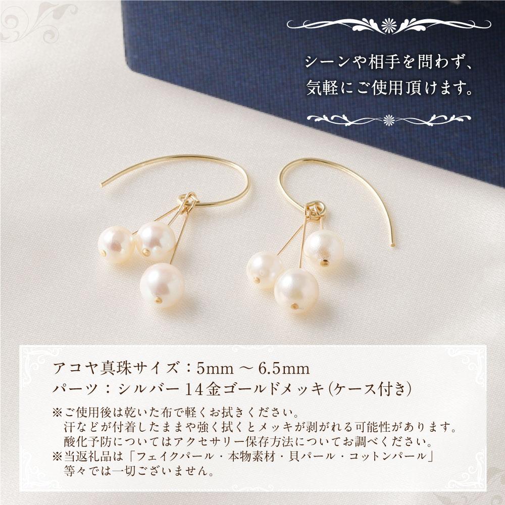 【ふるさと納税】アコヤパール ピアス フックタイプ 5mm 6.5mmシルバー 14金メッキ　　 サムネイル3
