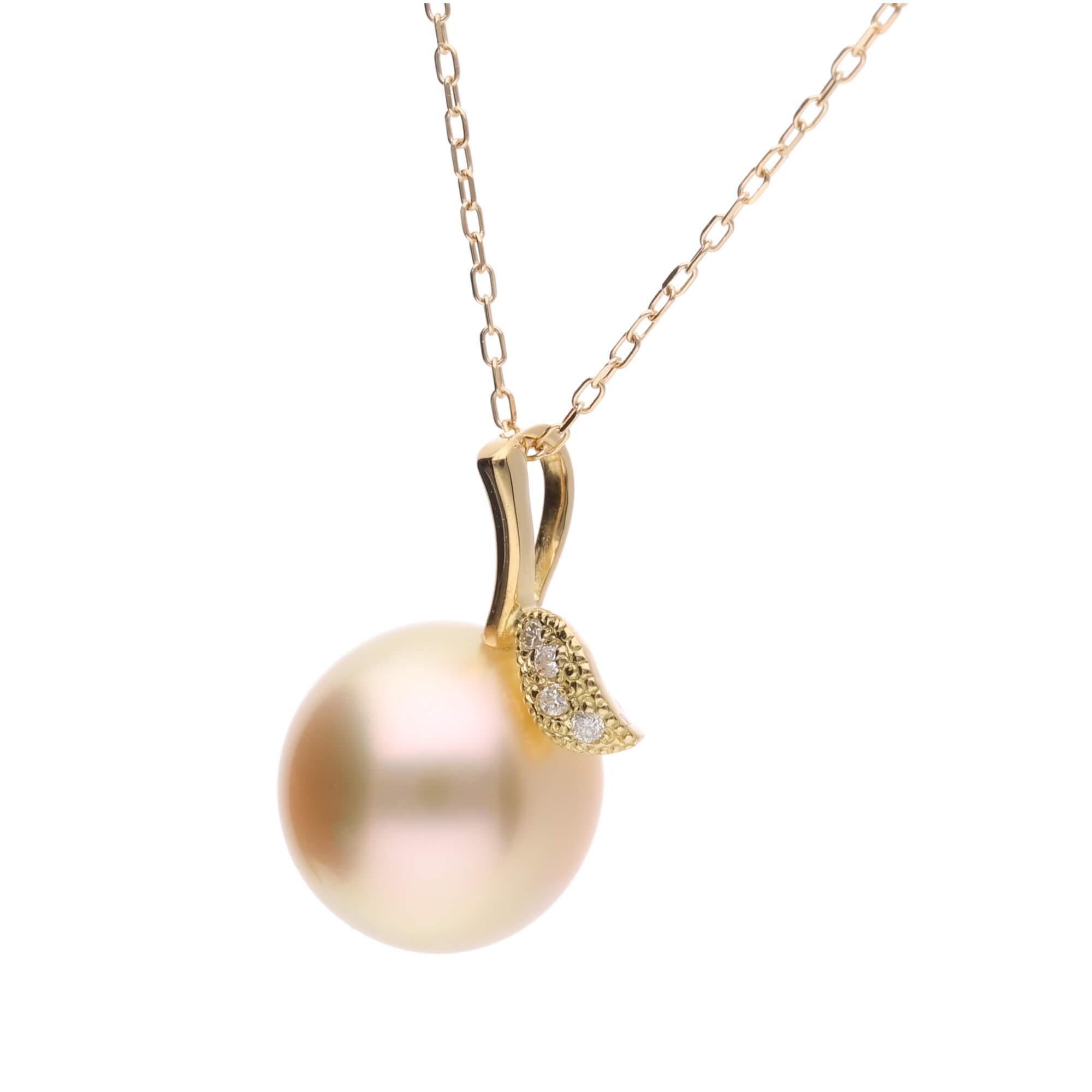 【ふるさと納税】【姫果】ゴールデンパール ダイヤモンド イエローゴールド ペンダントトップ｜無調色 白蝶真珠 南洋真珠 10mm K18YG | アクセ ファッション 人気 おすすめ 送料無料 サムネイル2