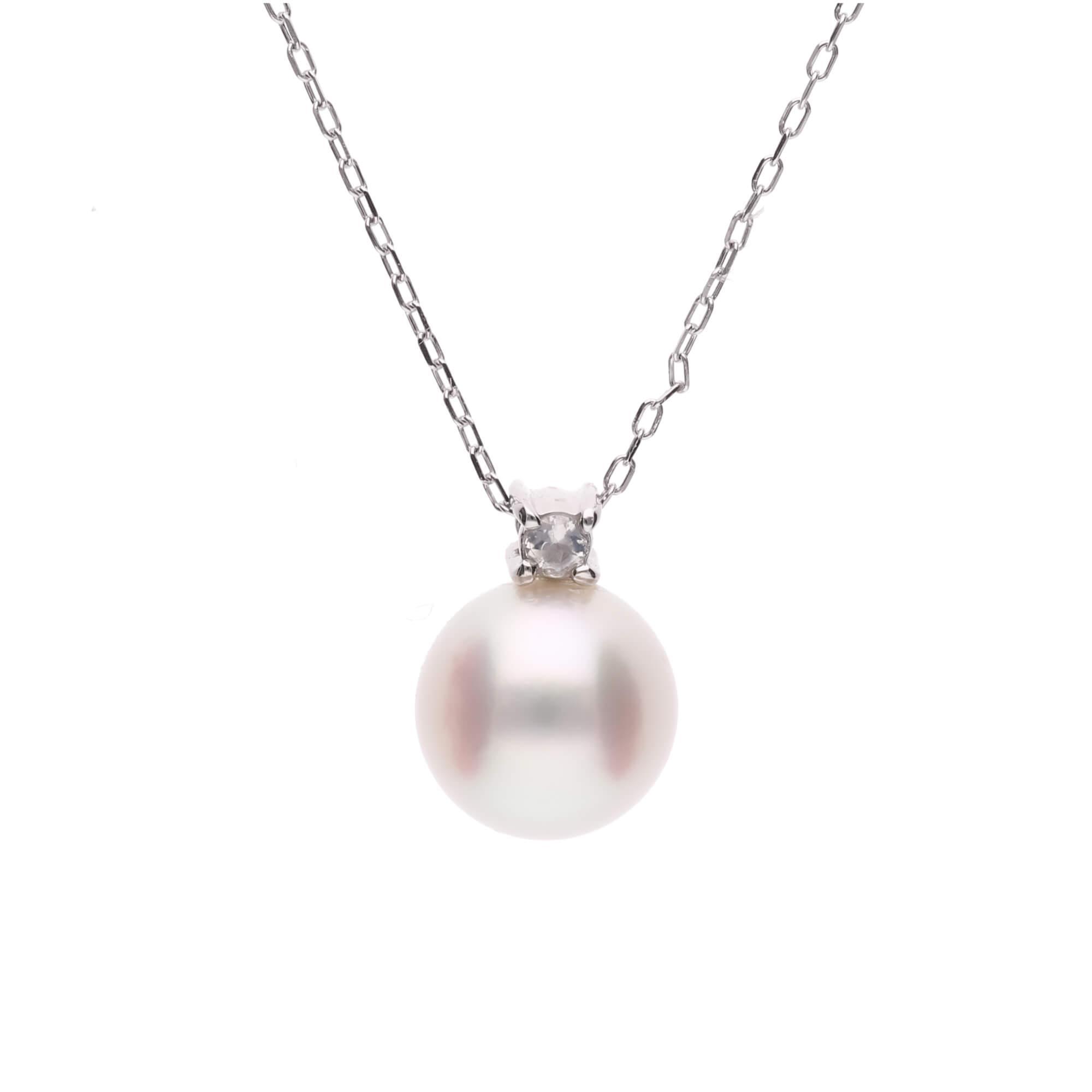 6月 誕生石 ムーンストーン 無調色 アコヤ真珠（日本） 8.0mm ラウンド Pt900 プラチナ ペンダント ネックレス（チェーン付き） | アクセ ファッション 人気 おすすめ 送料無料