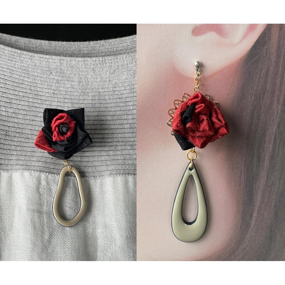 ローズエレガンスセット　イヤリング（もしくはピアス）＆ブローチセット | アクセサリー インテリア おすすめ 送料無料