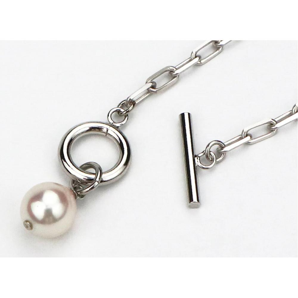 アコヤパール1粒　ジェンダーレスブレスレット8-9mm シルバーメッキ　 | ブレスレット 腕輪 アクセ ファッション 人気 おすすめ 送料無料