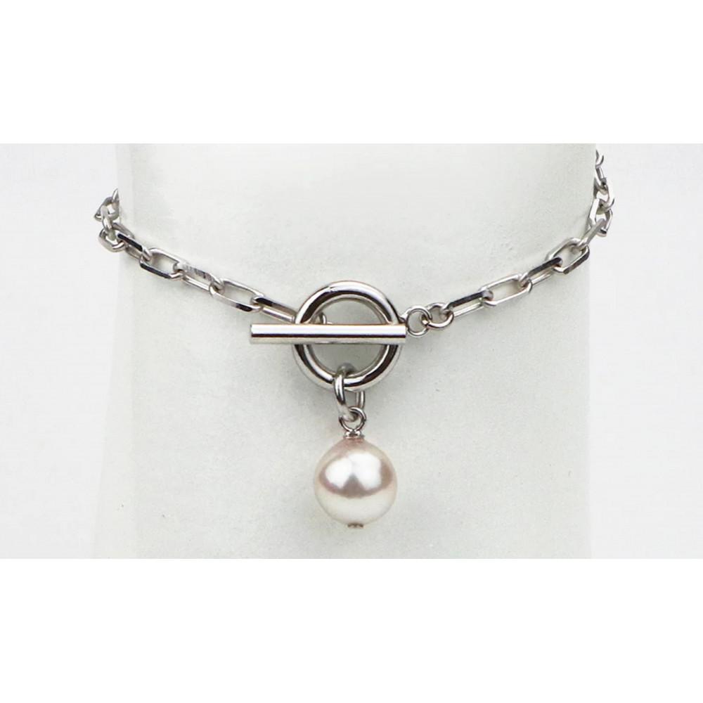 【ふるさと納税】アコヤパール1粒　ジェンダーレスブレスレット8-9mm シルバーメッキ　 | ブレスレット 腕輪 アクセ ファッション 人気 おすすめ 送料無料 サムネイル2