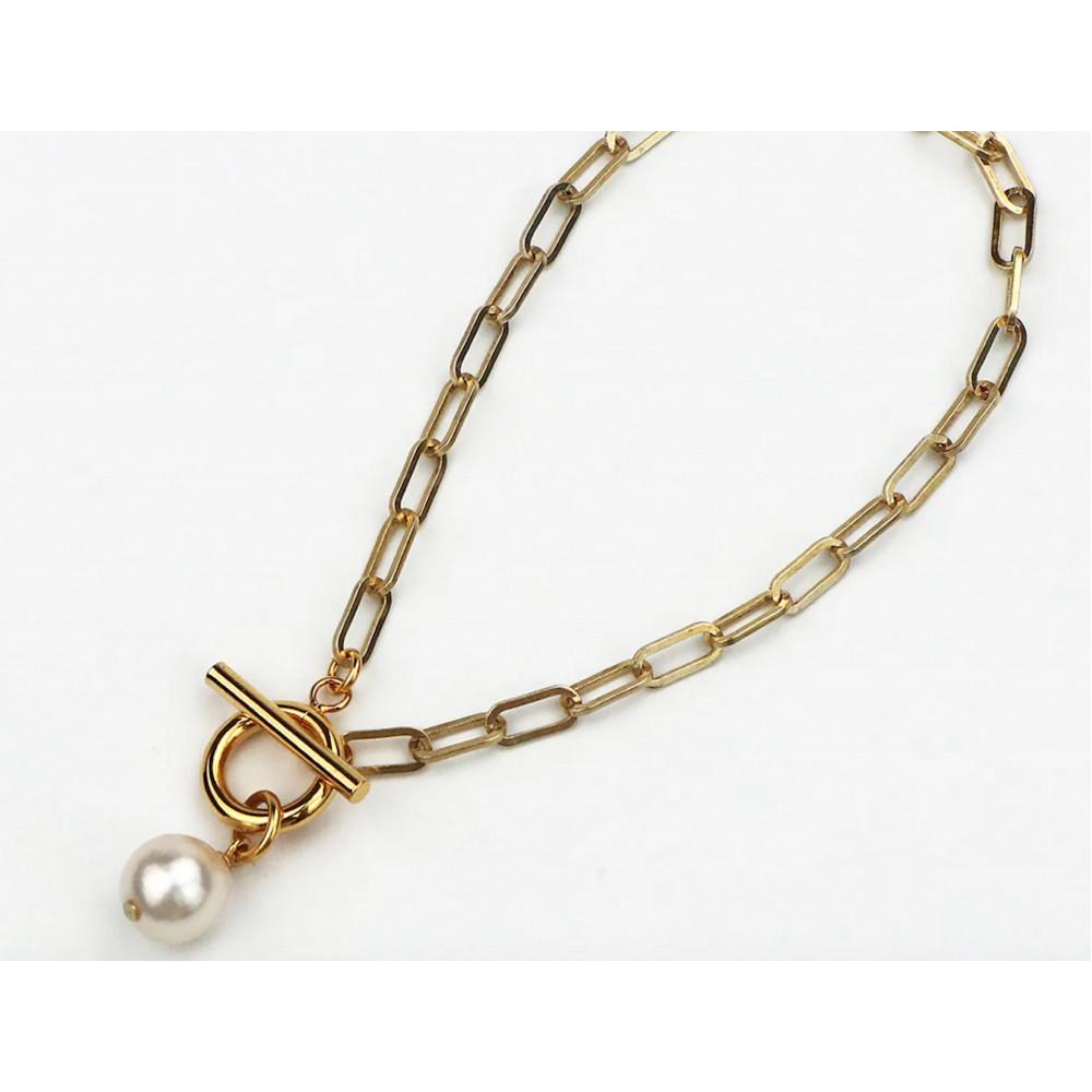 アコヤパール1粒　ジェンダーレスブレスレット8-9mm ゴールドメッキ | ブレスレット 腕輪 アクセ ファッション 人気 おすすめ 送料無料