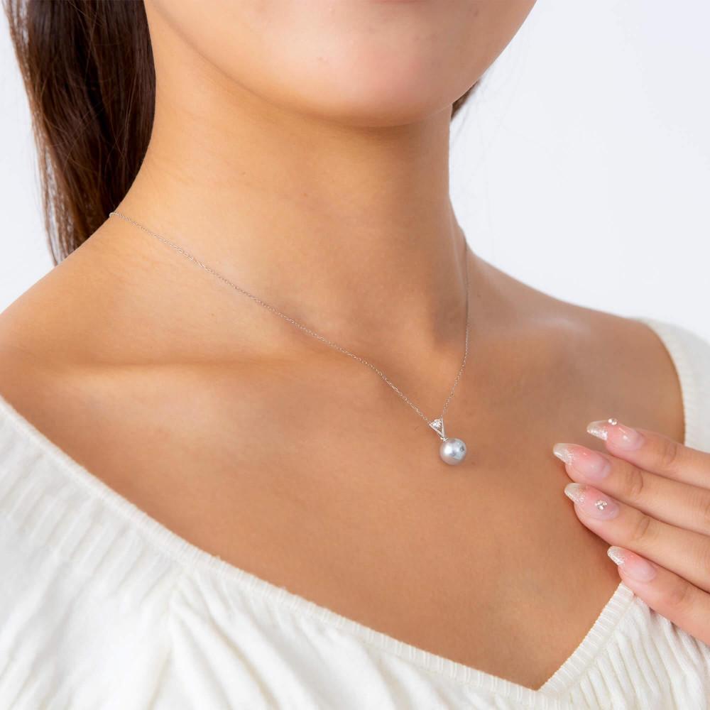 【ふるさと納税】【星影】ウルトラスカイブルー アコヤパール ダイヤモンド プラチナ ペンダントトップ｜無調色 アコヤ真珠 8.0mm セミラウンド PT900 サムネイル2