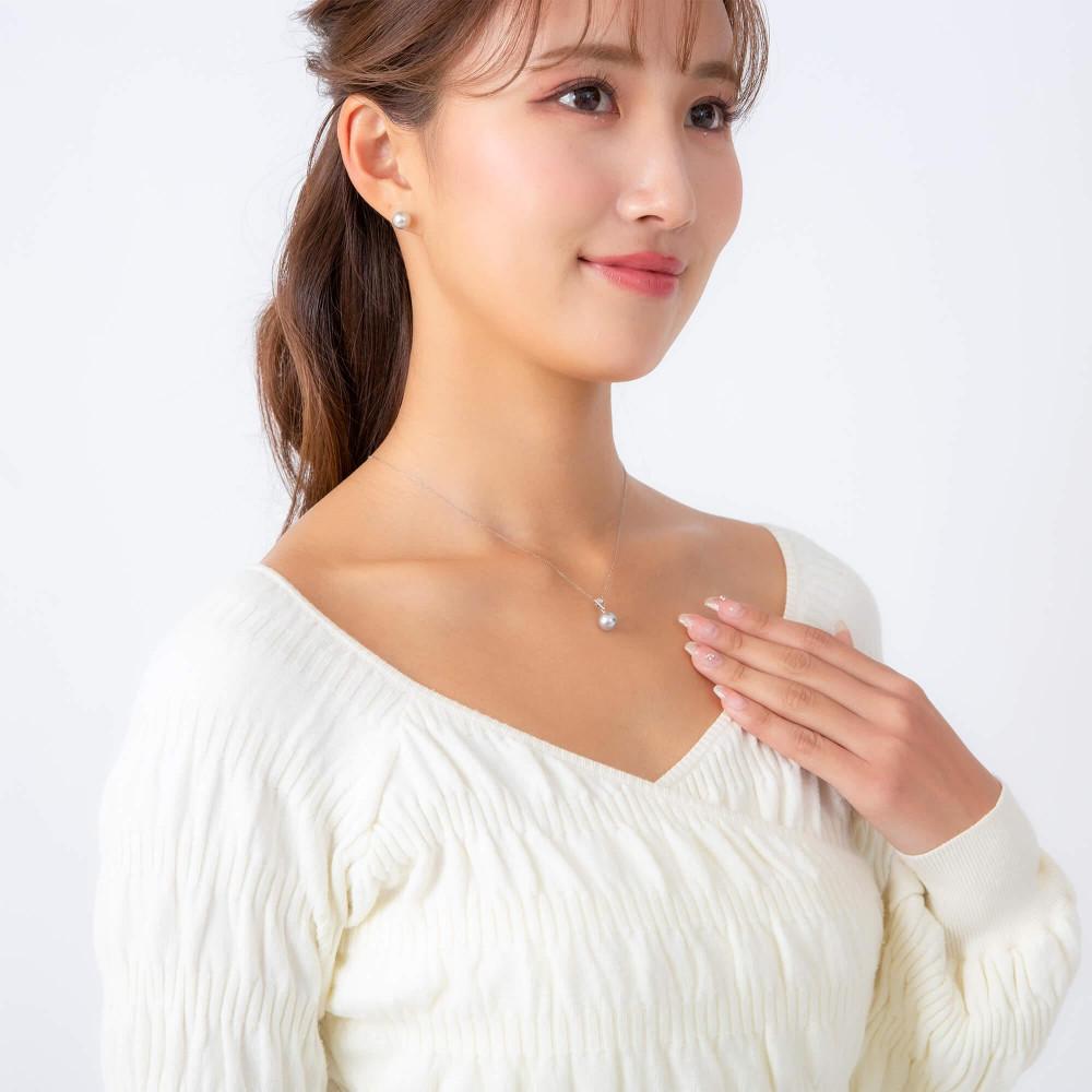 【ふるさと納税】【星影】ウルトラスカイブルー アコヤパール ダイヤモンド プラチナ ペンダントトップ｜無調色 アコヤ真珠 8.0mm セミラウンド PT900 サムネイル3