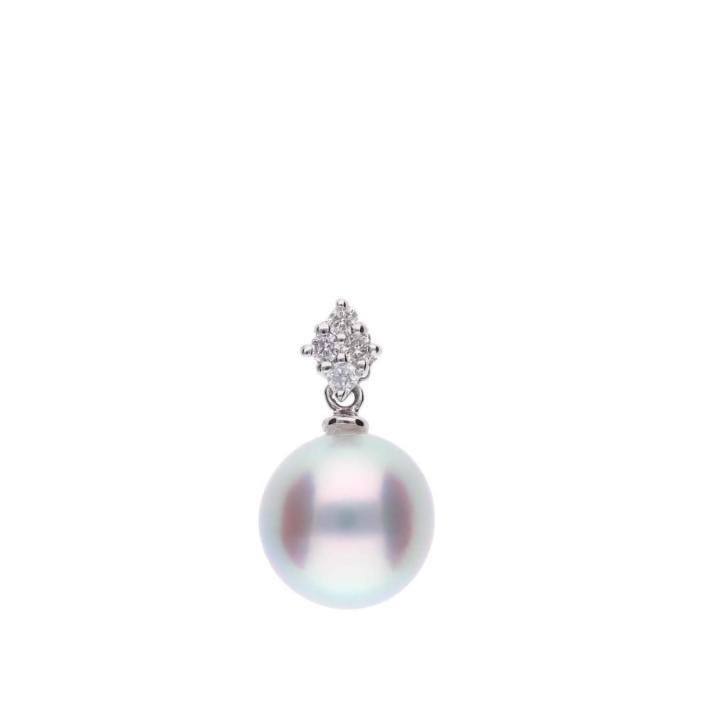 【星菱】ウルトラスカイブルー アコヤパール ダイヤモンド プラチナ ペンダントトップ｜無調色 アコヤ真珠 8.0mm セミラウンド PT900