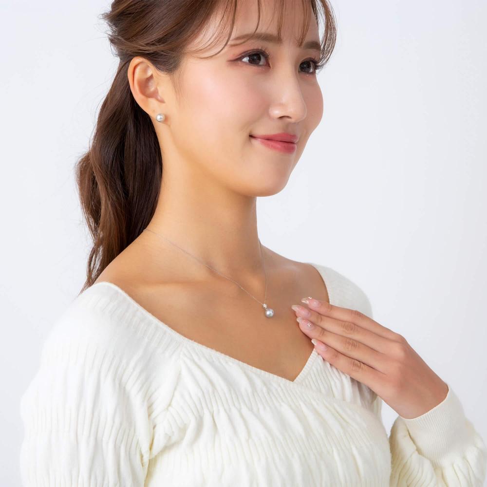 【ふるさと納税】【星菱】ウルトラスカイブルー アコヤパール ダイヤモンド プラチナ ペンダントトップ｜無調色 アコヤ真珠 8.0mm セミラウンド PT900 サムネイル3