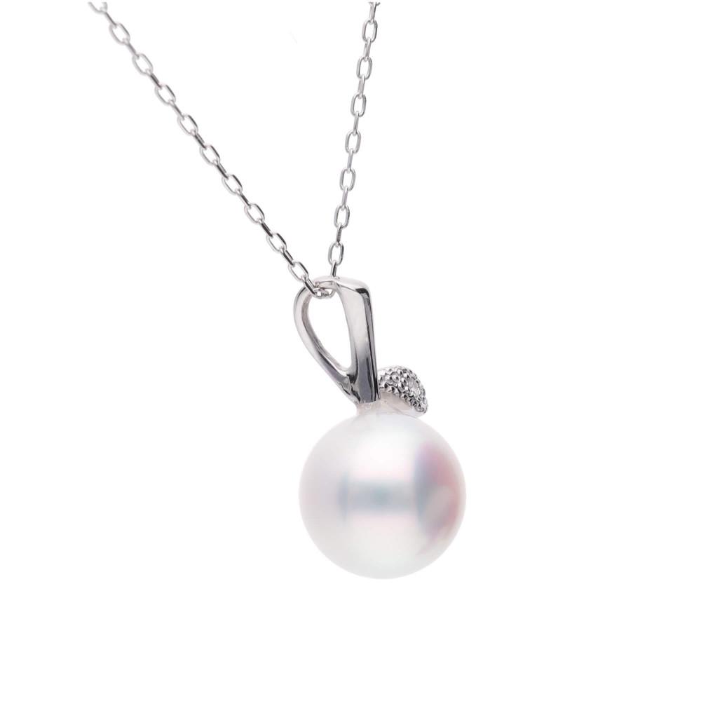 【ふるさと納税】【姫果】無調色 アコヤ真珠（日本） 8.0mm ラウンド ダイヤモンド Pt900 プラチナ ペンダントトップ サムネイル3