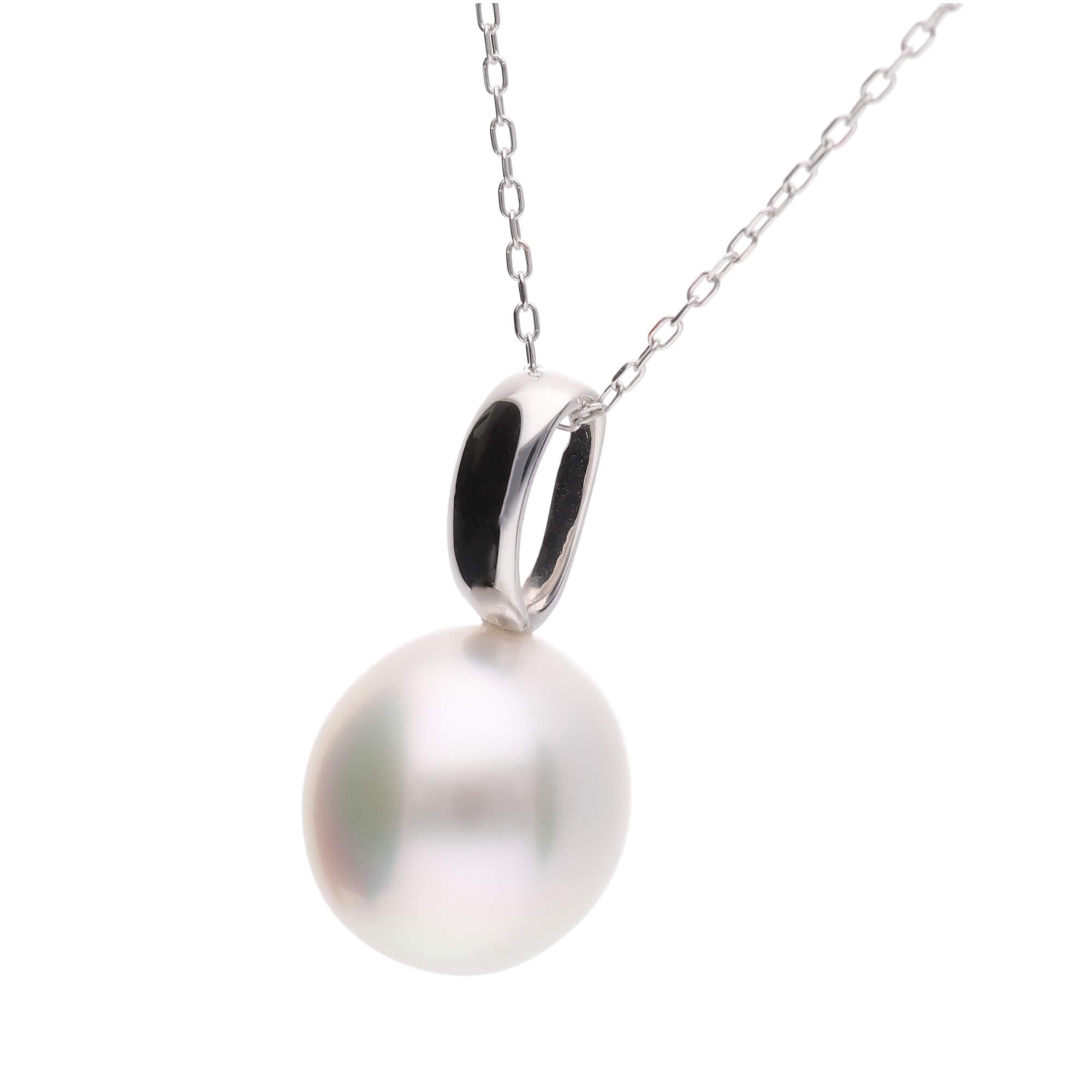 【ふるさと納税】【響】一粒 シロチョウパール ホワイトゴールド ペンダント | 無調色 白蝶真珠 （南洋真珠) 10mm K18WG サムネイル2