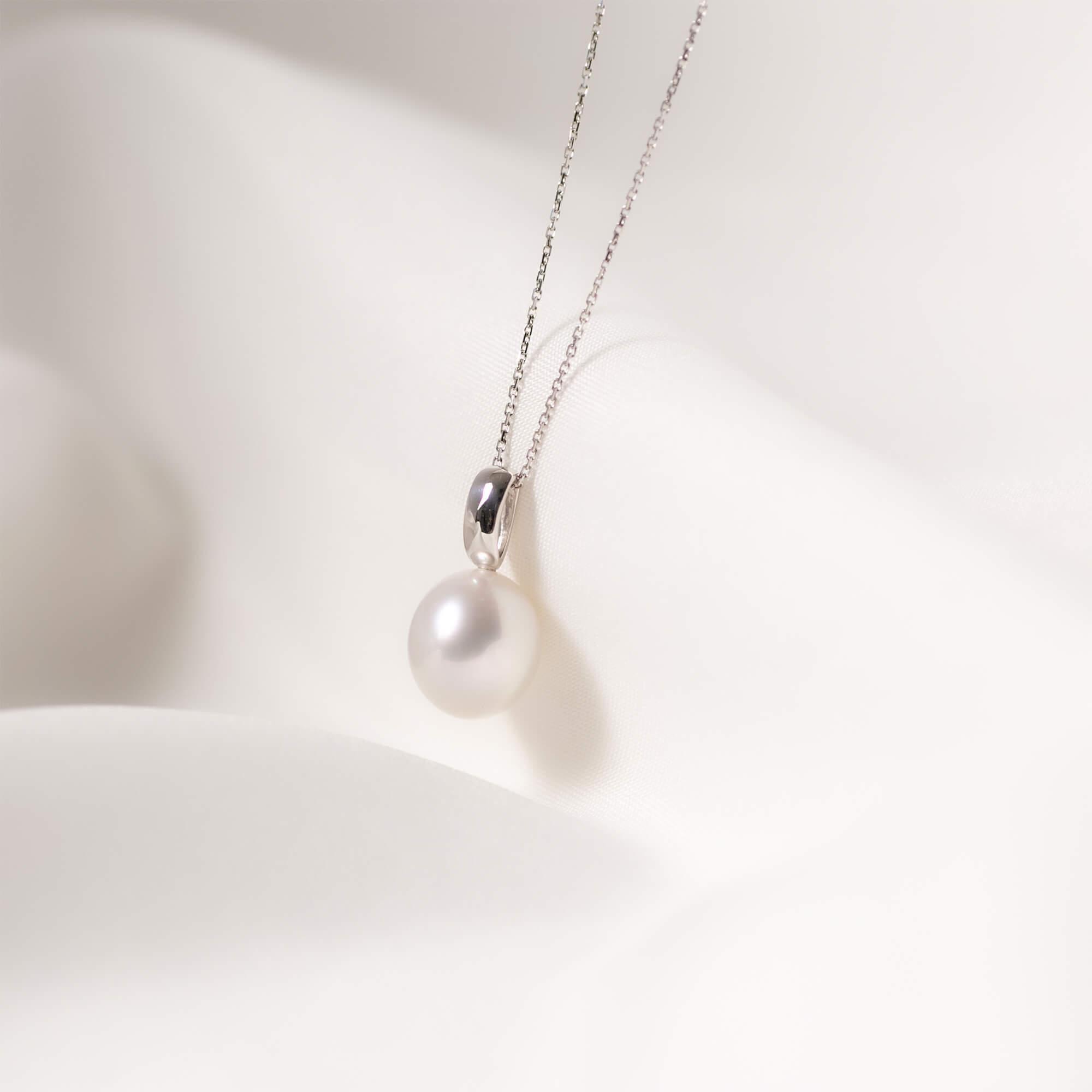 【ふるさと納税】【響】一粒 シロチョウパール ホワイトゴールド ペンダント | 無調色 白蝶真珠 （南洋真珠) 10mm K18WG サムネイル3