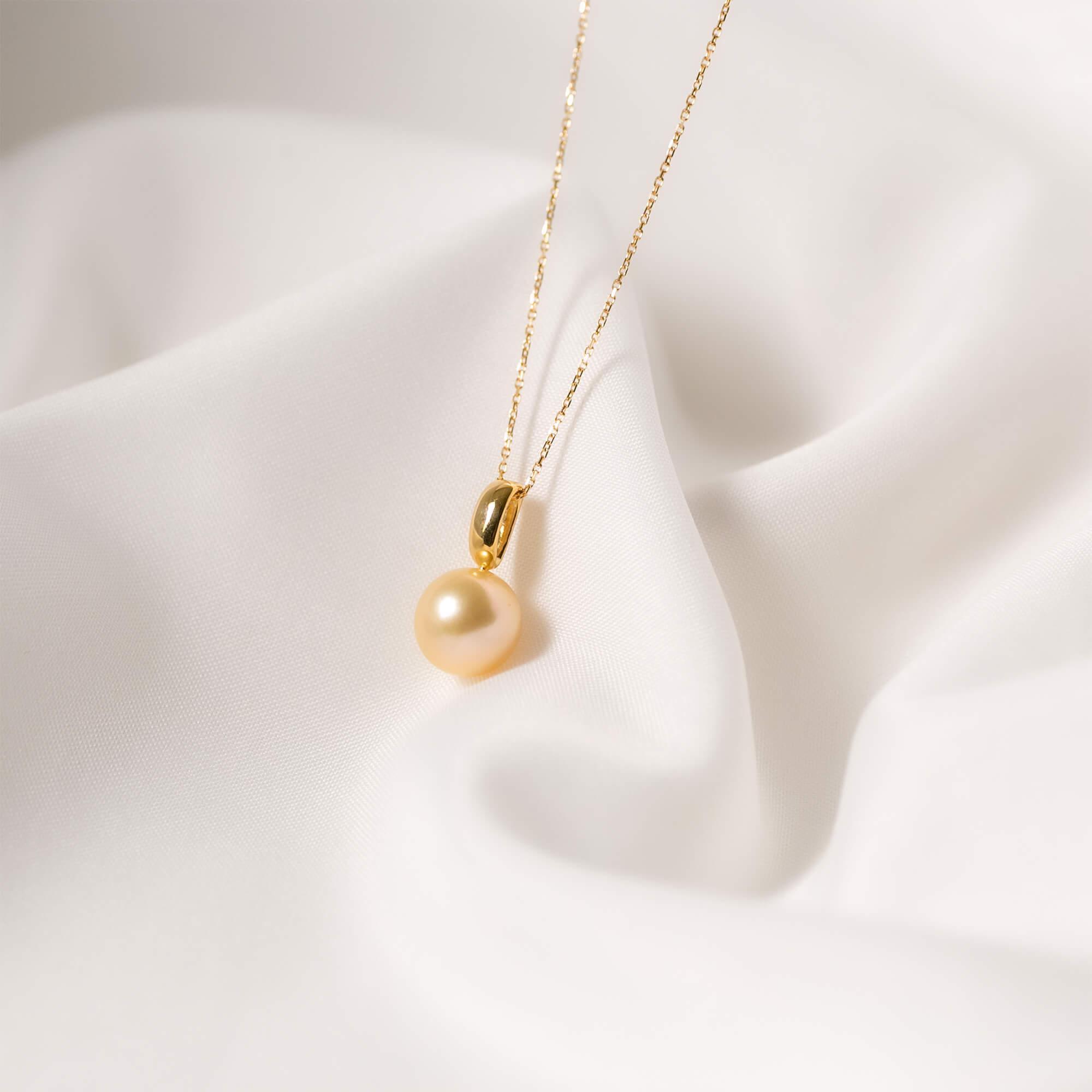 【ふるさと納税】【響】一粒 ゴールデンパール イエローゴールド ペンダント | 無調色 白蝶真珠（南洋真珠） 10mm K18YG サムネイル3