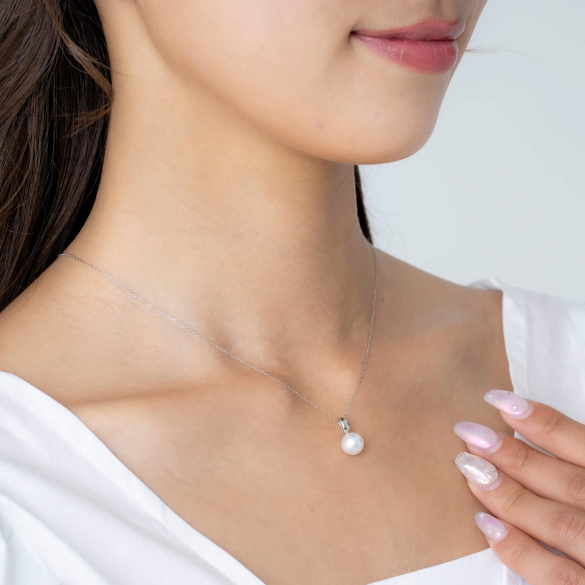 【ふるさと納税】【響】 一粒 アコヤパール プラチナ ペンダント | 無調色 アコヤ真珠 8.0mm PT900 サムネイル2