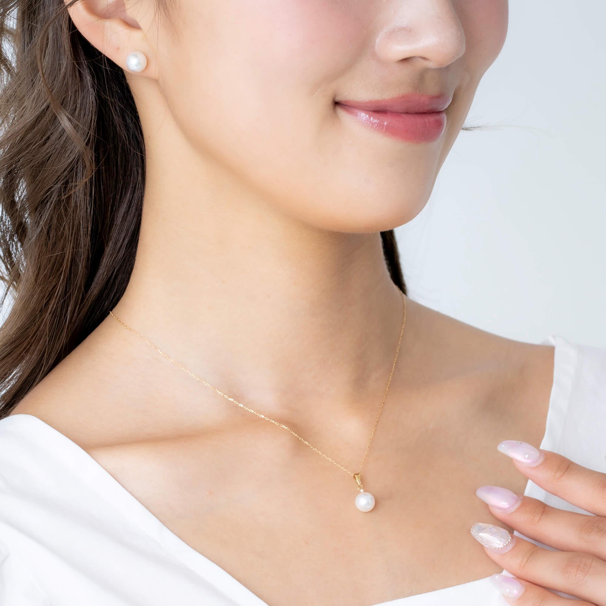 【ふるさと納税】【薄月】一粒 アコヤパール イエローゴールド ペンダント | 無調色 アコヤ真珠 7.5mm K18YG サムネイル2