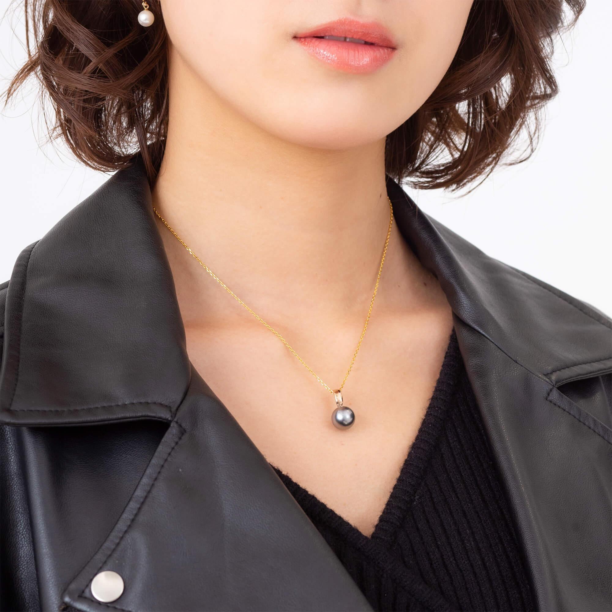 【ふるさと納税】【響】ブラックパール（タヒチ 黒蝶真珠）10mm セミラウンド K18 ピンクゴールド ペンダントトップ | 無調色 黒蝶真珠（タヒチアンパール） 10mm K18PG サムネイル2