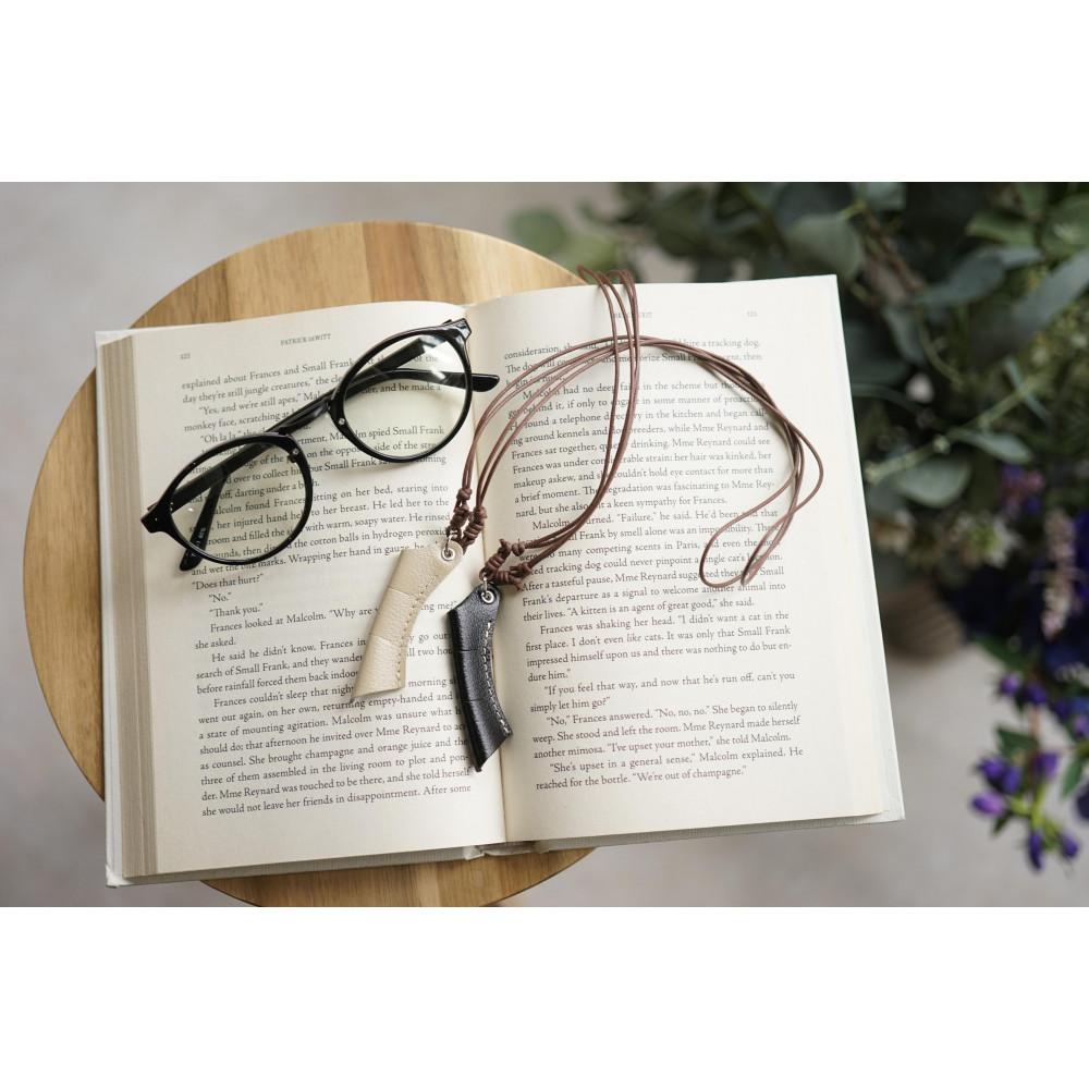 Natuuca.ブランド 本革 メガネホルダー スリム 【ベージュ・ブラック セット】