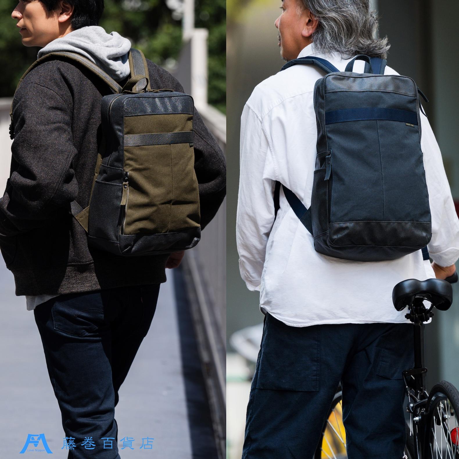 【ふるさと納税】【BAGGY PORT】藤巻百貨店別注10ozシェルターダック×幌帆布のリュック【カラー：ネイビー/カーキより選択可】 | 藤巻百貨店 ロウ引き帆布 幌帆布防水 薄手 軽量 リュック A4 ネイビー バッグ サムネイル3