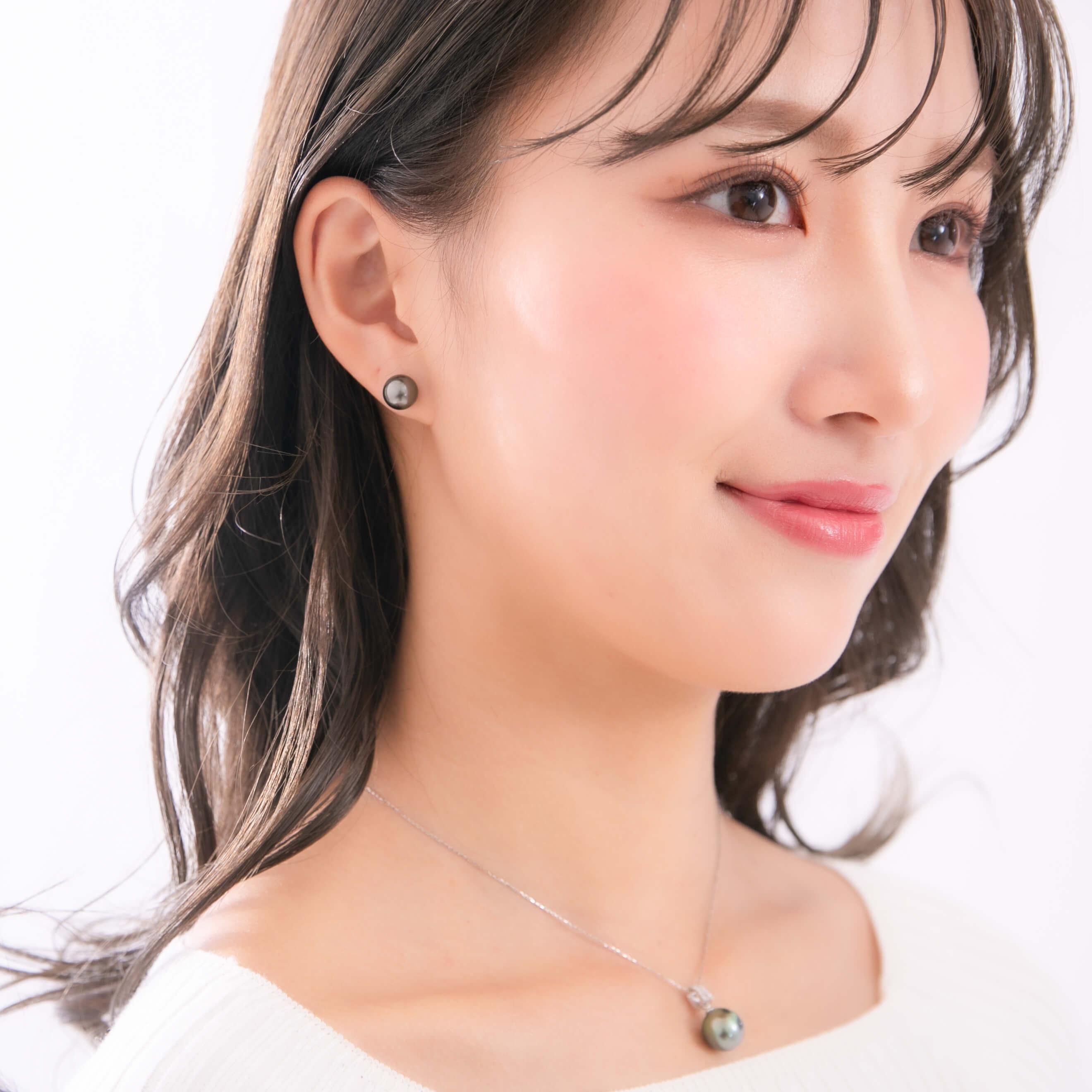 【ふるさと納税】【星月夜】ブラックパール ダイヤモンド プラチナ ペンダントトップ｜無調色 黒蝶真珠 タヒチパール 10mm PT900 サムネイル2