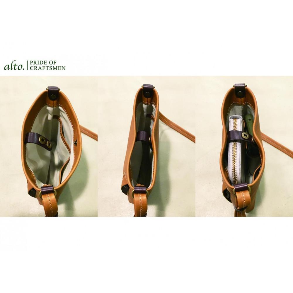 【ふるさと納税】【alto.】Hシボプレス　縦型ミニショルダー　AKEB-3008（ブラウン） | かばん ファッション 人気 おすすめ 送料無料 サムネイル3