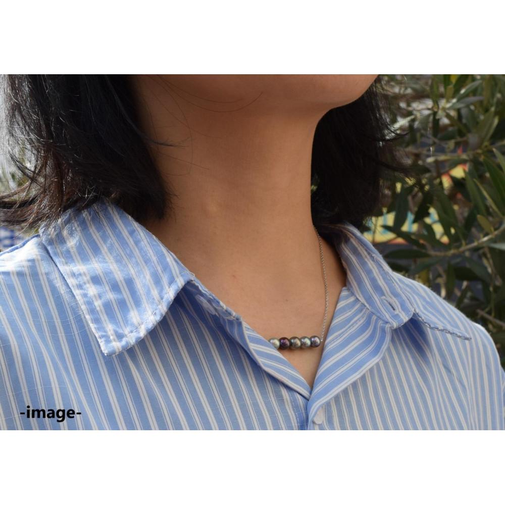 【ふるさと納税】あこや黒染め真珠5個付きネックレス(シルバー) | ネックレス アクセサリー 真珠 パール ファッション 人気 おすすめ 送料無料 サムネイル2