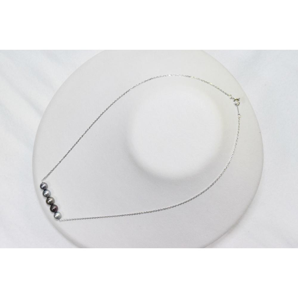 【ふるさと納税】あこや黒染め真珠5個付きネックレス(シルバー) | ネックレス アクセサリー 真珠 パール ファッション 人気 おすすめ 送料無料 サムネイル3