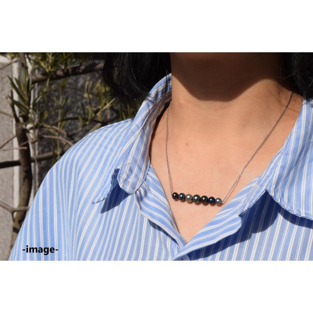 【ふるさと納税】あこや黒染め真珠7個付きネックレス(シルバー) | ネックレス アクセサリー 真珠 パール ファッション 人気 おすすめ 送料無料 サムネイル2