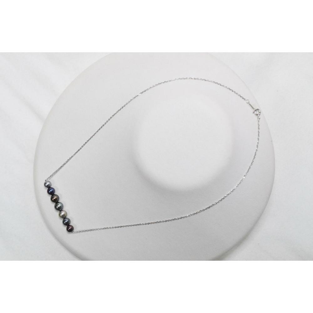 【ふるさと納税】あこや黒染め真珠7個付きネックレス(シルバー) | ネックレス アクセサリー 真珠 パール ファッション 人気 おすすめ 送料無料 サムネイル3