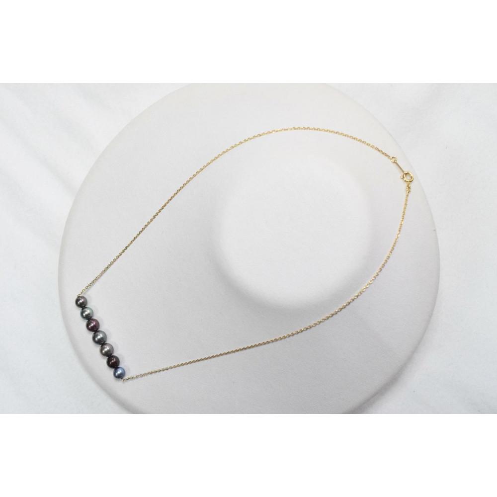 【ふるさと納税】あこや黒染め真珠7個付きネックレス(ゴールド) | ネックレス アクセサリー 真珠 パール ファッション 人気 おすすめ 送料無料 サムネイル3