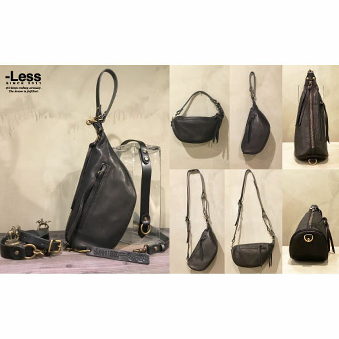 【ふるさと納税】【-Less】鞍型クラッチショルダーバッグ　LMSB-0031（ブラック） サムネイル3