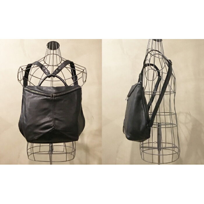 【ふるさと納税】【-Less】トライアングルフォルムリュック（M）　LMSB-0201（ブラック） サムネイル2