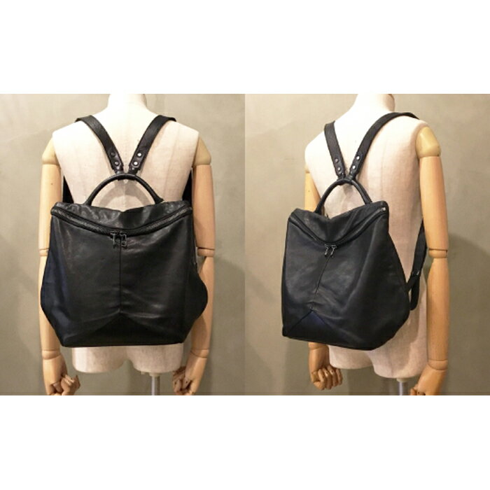 【ふるさと納税】【-Less】トライアングルフォルムリュック（M）　LMSB-0201（ブラック） サムネイル3