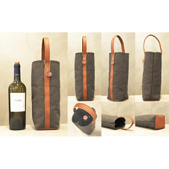 【ふるさと納税】【alto.】シュリンクレザーハンドルのワインボトルバッグ／ミニトート　AMSB-5004（グリーン） サムネイル2