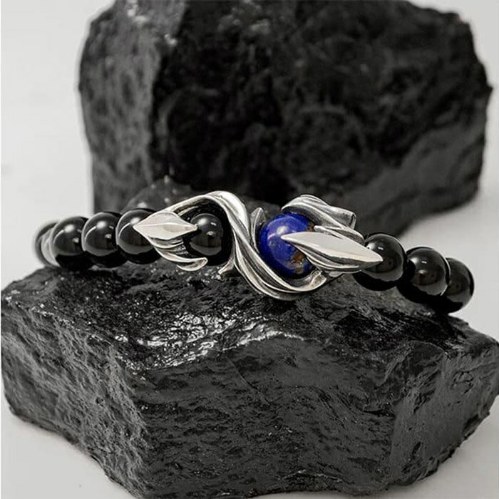 パワーストーン×シルバーブレス Sサイズ オニキス ラピスラズリ　天然石 DJ-032