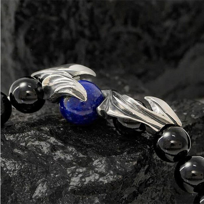 【ふるさと納税】パワーストーン×シルバーブレス Sサイズ オニキス ラピスラズリ　天然石 DJ-032　　 サムネイル2