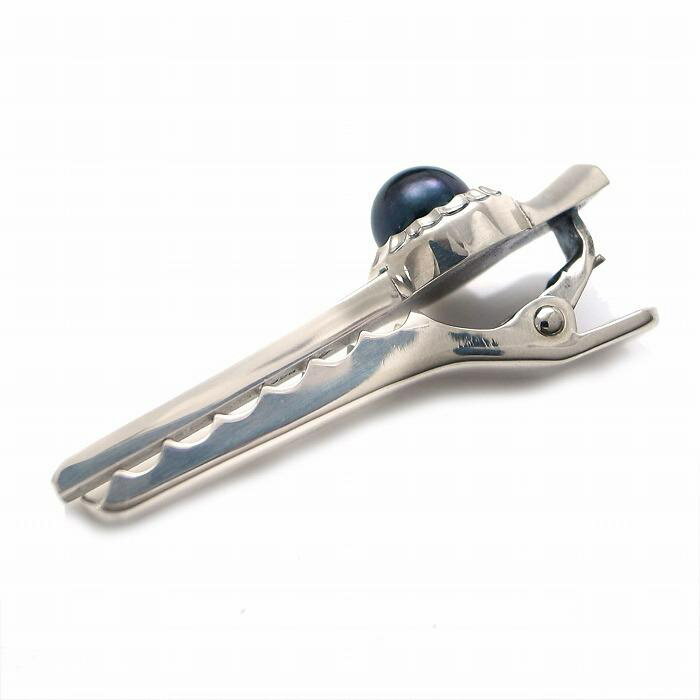 【ふるさと納税】天然ブラックパール 銀製 タイピン DK-046　　 サムネイル2