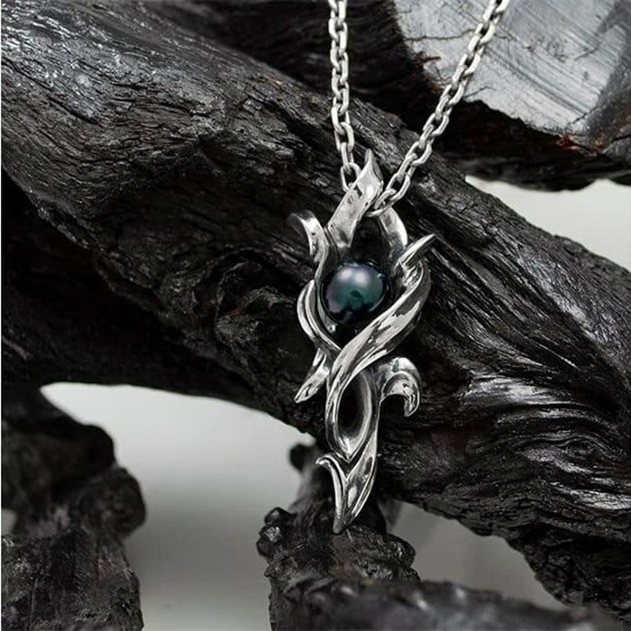 天然ブラックパール 銀製 ペンダント DT-446