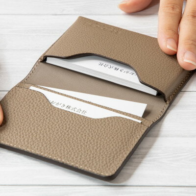 【ふるさと納税】ペリンガー社製クロムレザー「シュランケンカーフ」 名刺入れ(トープ)　革製品のHEDGE【1156281】 サムネイル3