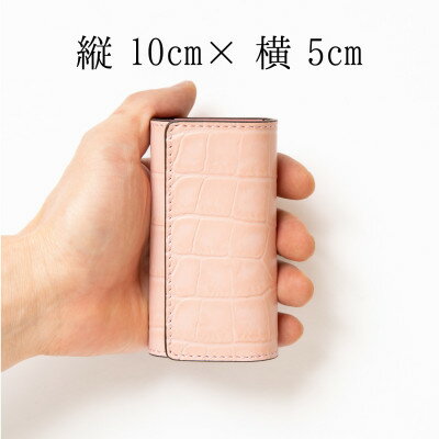 【ふるさと納税】淡いピンクのクロコ模様が可愛いレザーキーケース 兵庫県たつの市産牛革使用　HEDGE【1279412】 サムネイル3