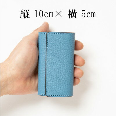 【ふるさと納税】4連強力キーフック付きキーケース(スカイブルー)兵庫県たつの市産牛革　革製品のHEDGE【1279453】 サムネイル3
