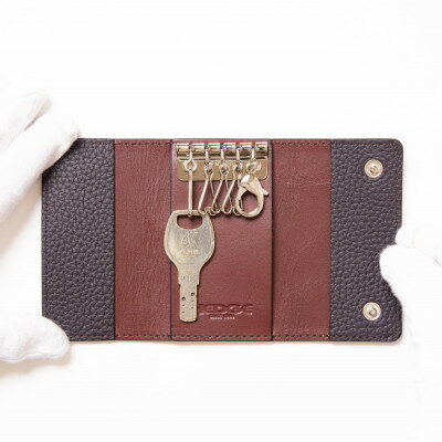 【ふるさと納税】本革キーケース[パープル]5連キーフック シュリンク型押し【1279477】 サムネイル3