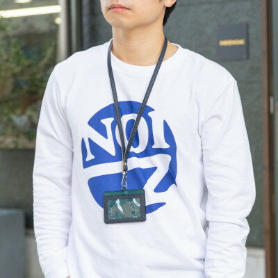 【ふるさと納税】HEDGE　兵庫県たつの市産牛革のIDカードケース(ネイビー×ピーコックブルー)ネックストラップ付き【1279597】 サムネイル3