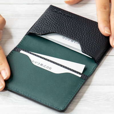 【ふるさと納税】革製品のHEDGE たつの市産牛革の名刺入れ(ネイビー) 立体ポケット構造 シュリンク型押し【1282679】 サムネイル3