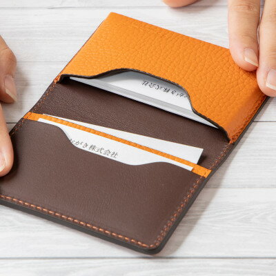 【ふるさと納税】国産オレンジ牛革の名刺入れ　[たつの市産シュリンク型押し] HEDGE【1282681】 サムネイル3